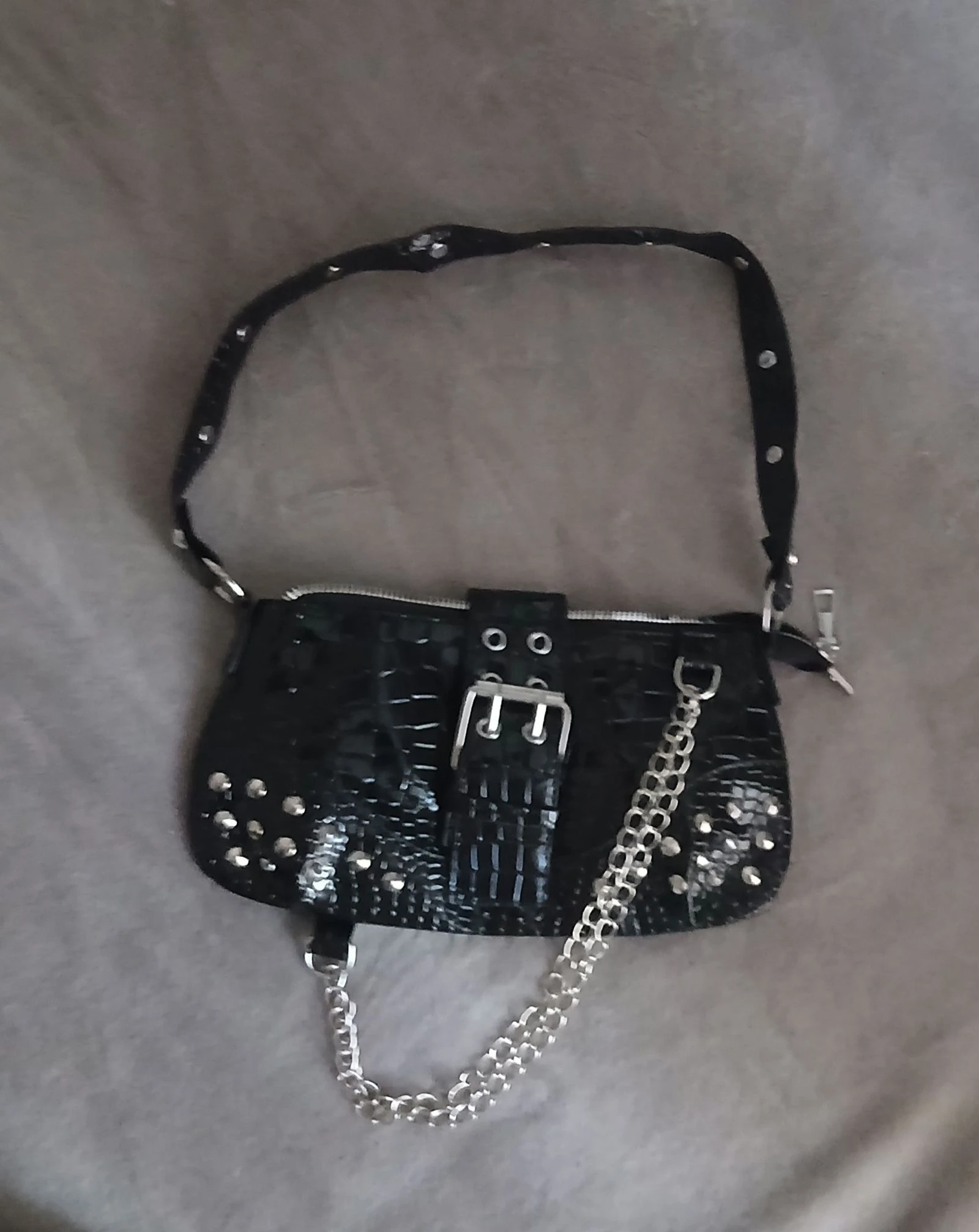 Sac à main baguette noir – Style Rock / Y2K / Grunge